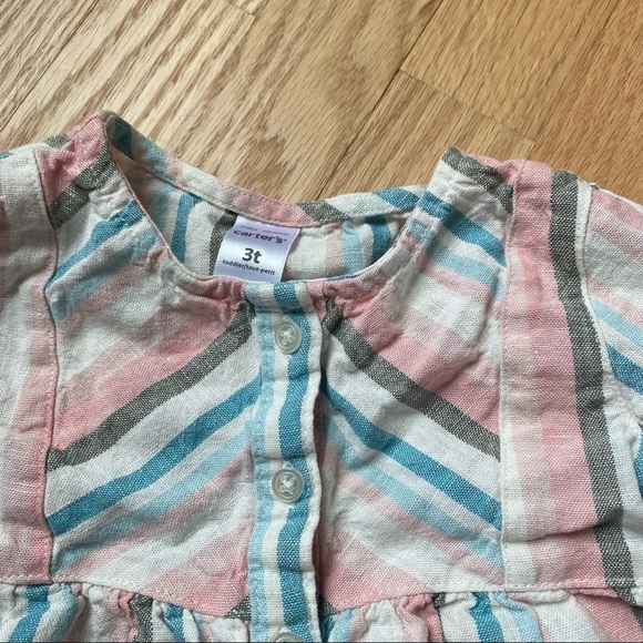 Carter’s Striped Tunic Outfit 3T Pants Green Blue White Pink Long Sleeve Girls - Picture 3 of 6